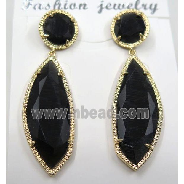 black cat eye stone earring