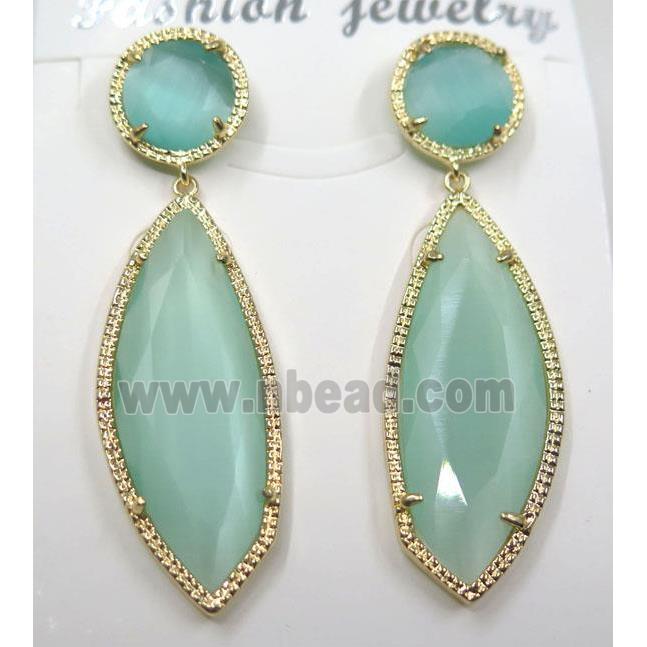 green cat eye stone earring