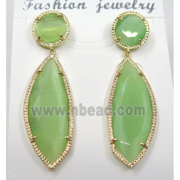 spring green cat eye stone earring