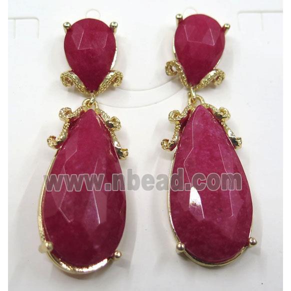 ruby Jade teardrop earring