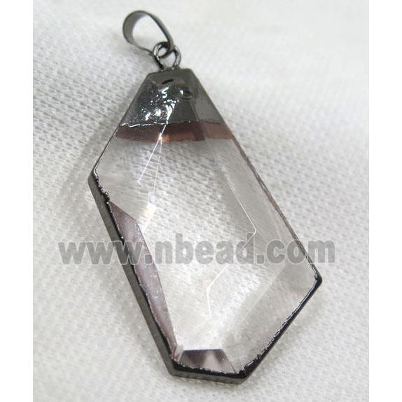 Crystal glass pendant, black plated