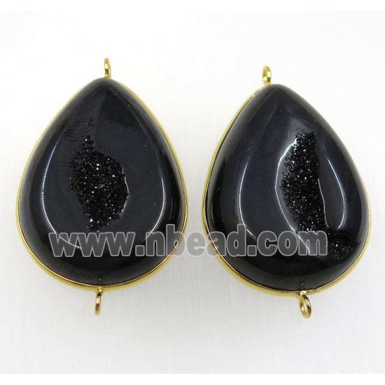 black druzy agate geode teardrop connector