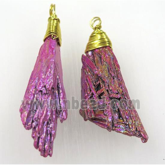 kyanite pendant, freeform, hotpink Electroplated