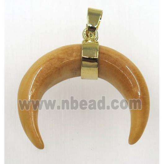 yellow crescent cattle bone pendant