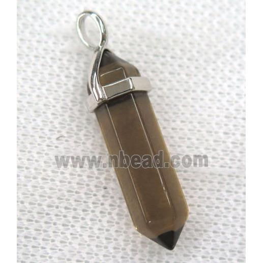 smoky crystal quartz pendant, dye