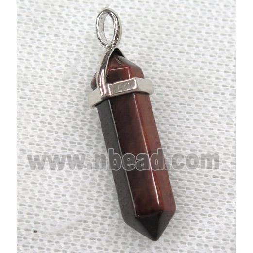 red tiger eye stone bullet pendant