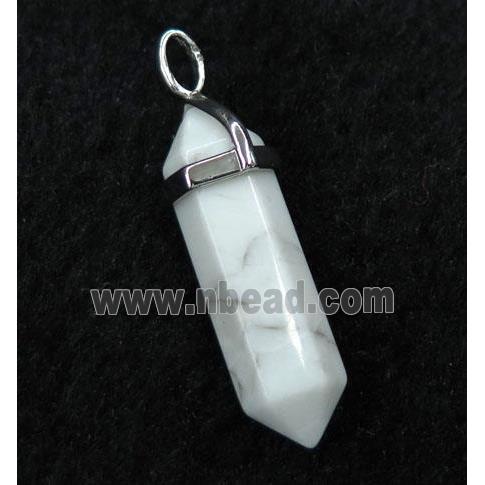 white howlite turquoise bullet pendant