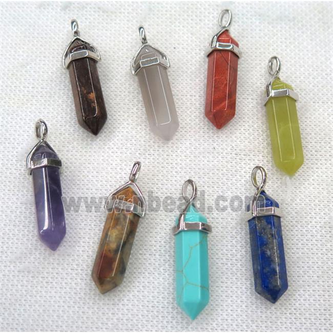 mix gemstone bullet pendant