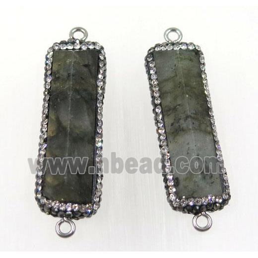 labradorite connector paved rhinestone, rectangle