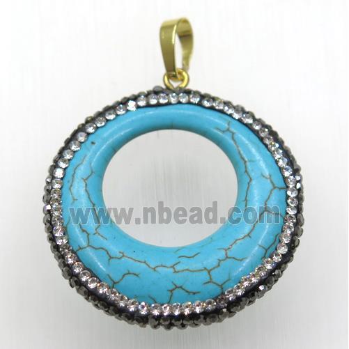 blue turquoise GoGo pendant paved rhinestone