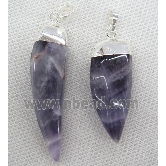 purple Amethyst pendant, silver plated