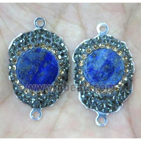 lapis lazuli connector paved rhinestone