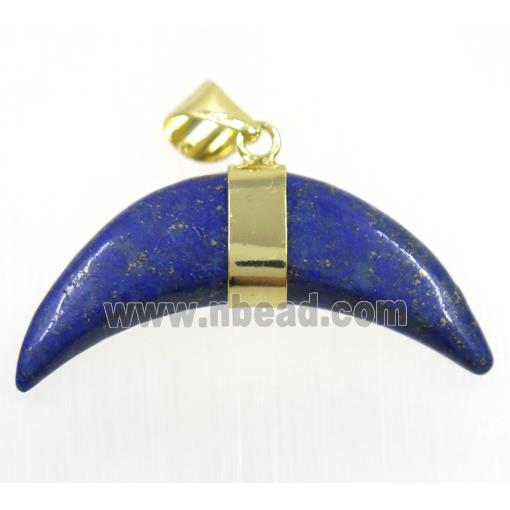 blue Lapis Lazuli crescent moon pendant, gold plated