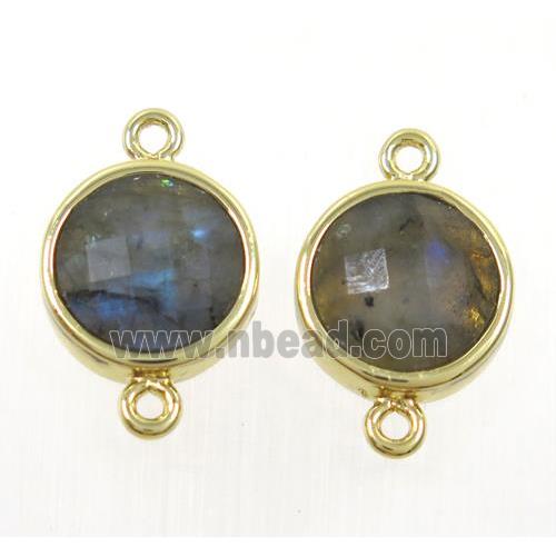 Labradorite circle connector, gold plated