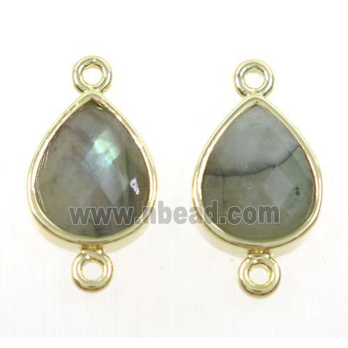 Labradorite teardrop connector, gold plated