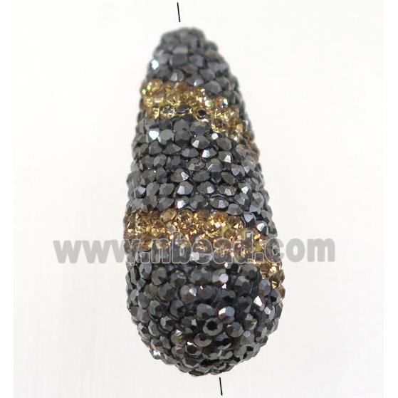 clay teardrop beads paved rhinestone