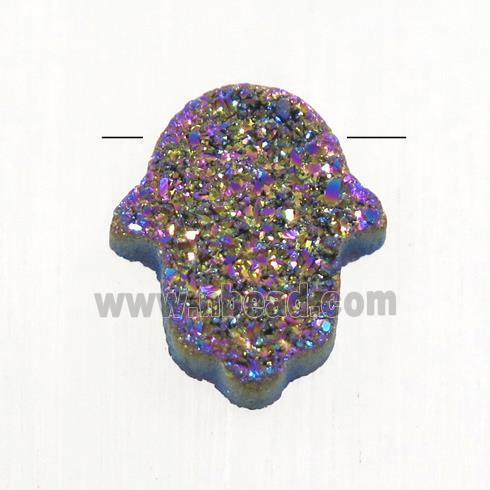 rainbow Druzy Agate Hamsahand pendant