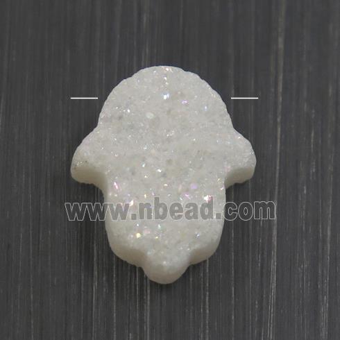 white AB-color Druzy Agate Hamsahand pendant