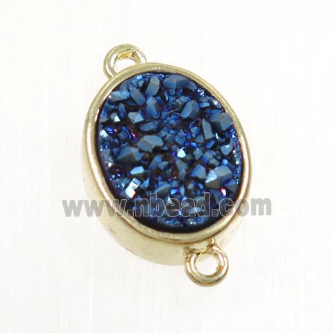 blue Druzy Quartz oval connector