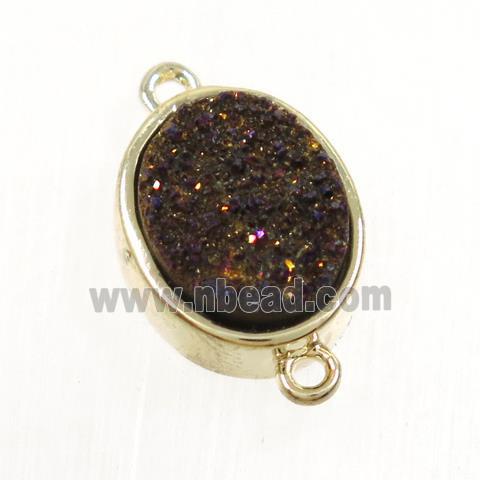 purple Druzy Quartz oval connector