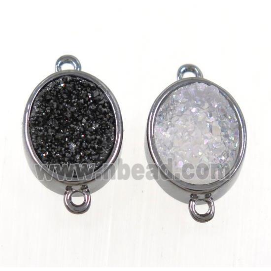 mix color Druzy Quartz oval connector