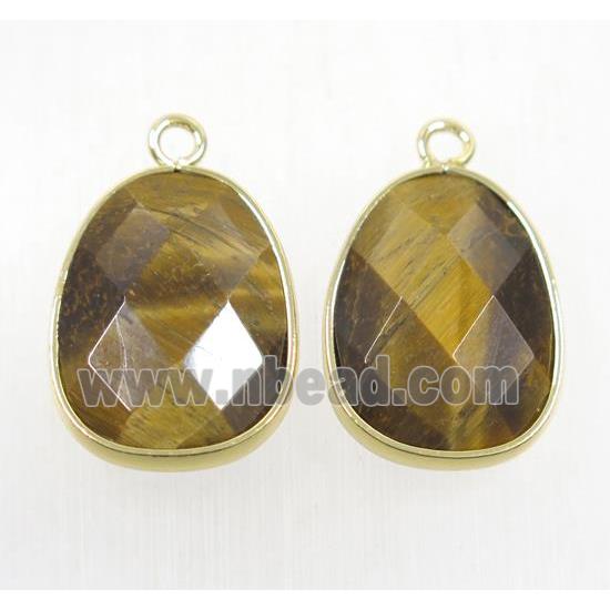 tiger eye stone pendant, faceted teardrop