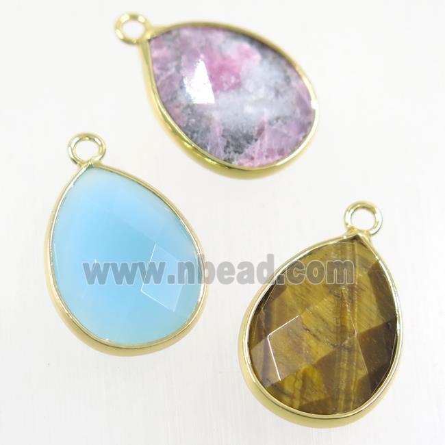 mix gemstone pendant, faceted teardrop