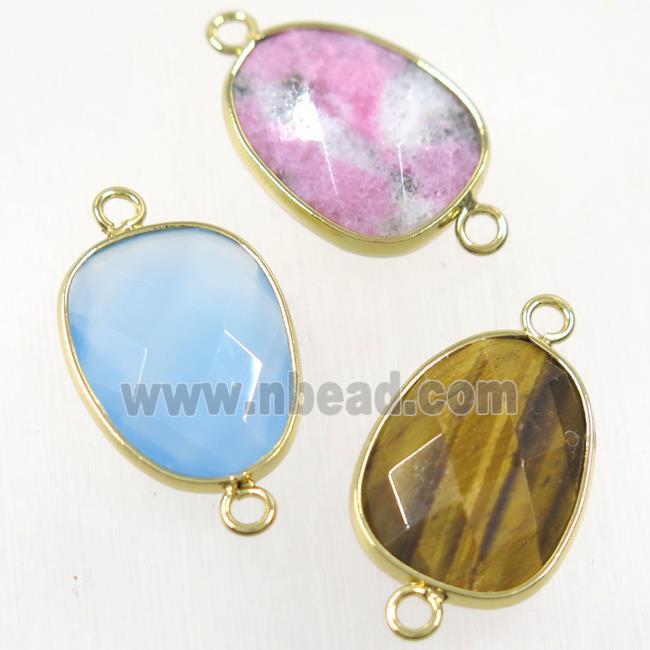 mix gemstone connector, gold plated