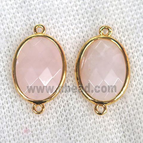 Rose Quartz connector, faceted oval