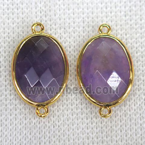 purple Amethyst connector, faceted oval