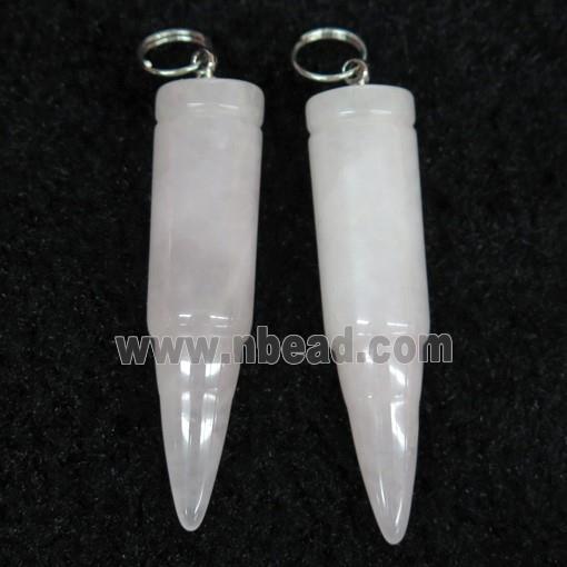 Rose Quartz bullet pendant, pink