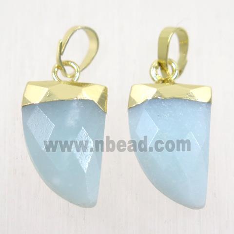 blue Aventurine horn pendants, gold plated