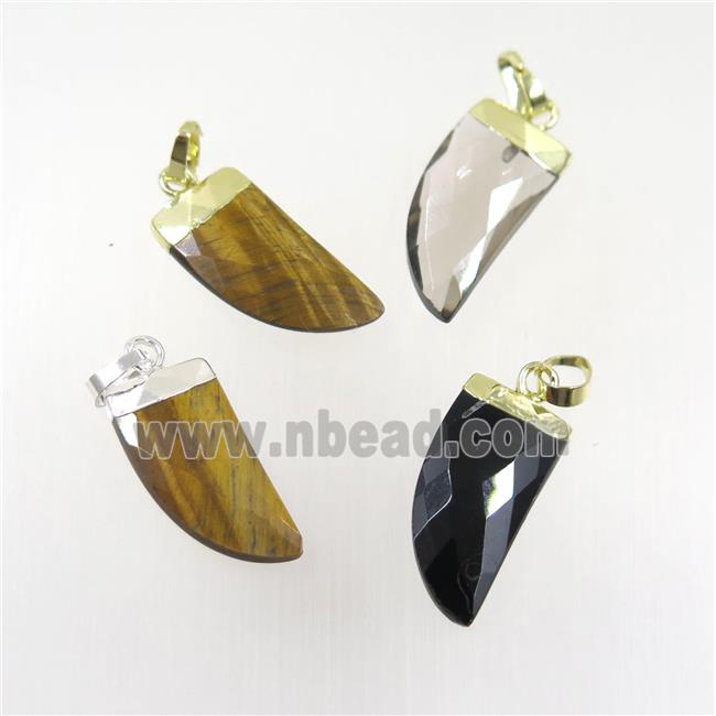 mixed gemstone horn pendants, gold plated