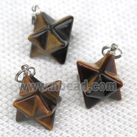 Tiger eye stone pendant, star