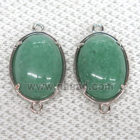 green Aventurine connector, oval