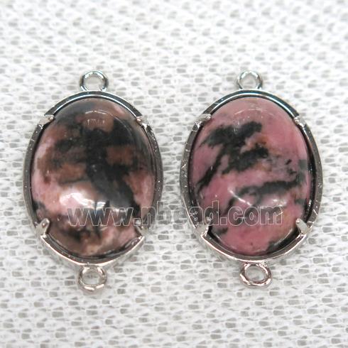 Rhodonite connector, oval