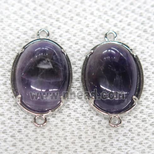 purple Amethyst connector, oval