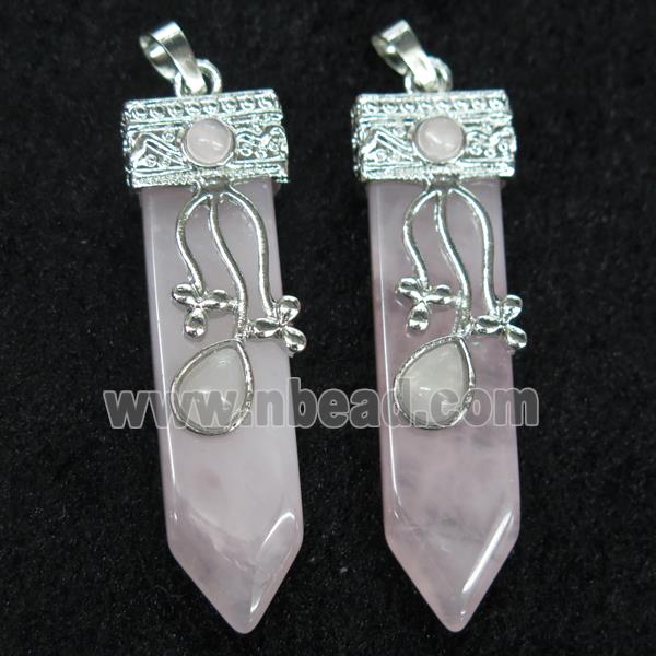 Rose Quartz arrowhead pendant