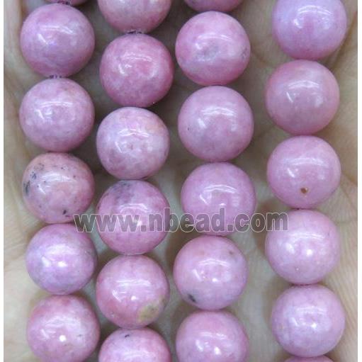 round Rhodonite beads, pink