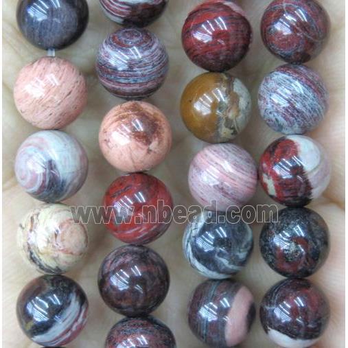 Red Silver Leaf Jasper Beads, round