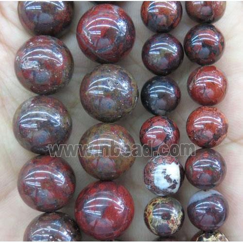 round Poppy Unakite beads