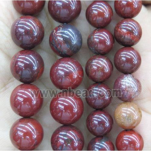 round Apple Jasper beads, red