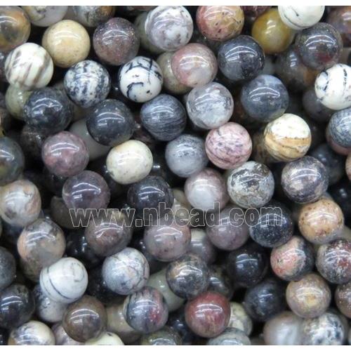 round Silver Leaf Jasper beads