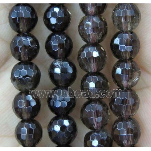 Smoky Quartz bead, faceted round