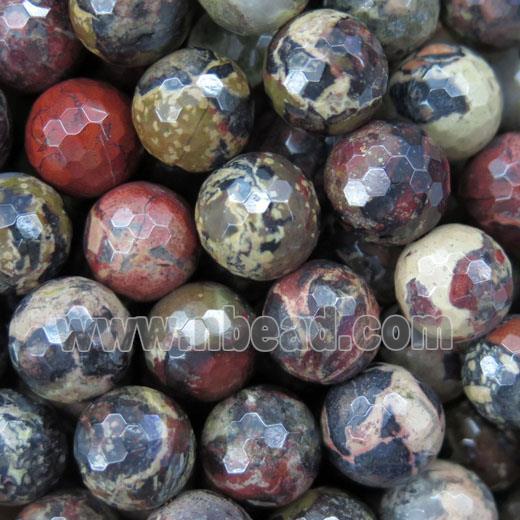 Poppy Unakite Jasper beads, faceted round, Grade A