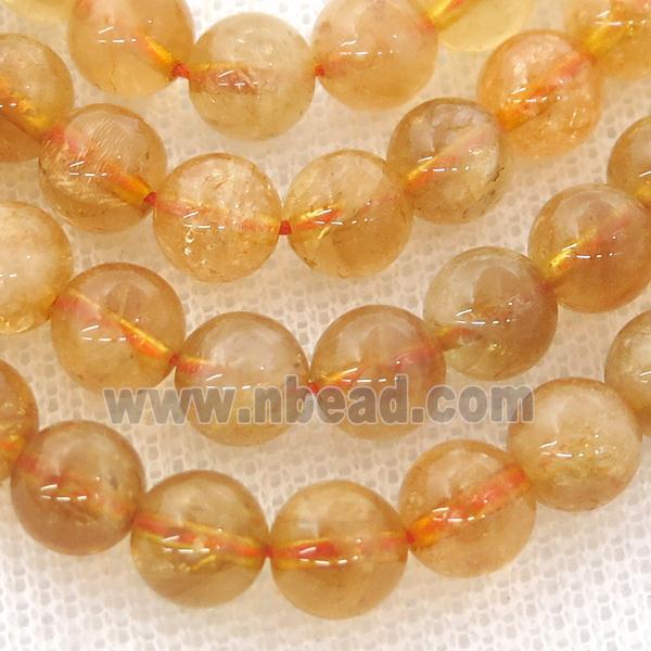 round Citrine Beads, yellow