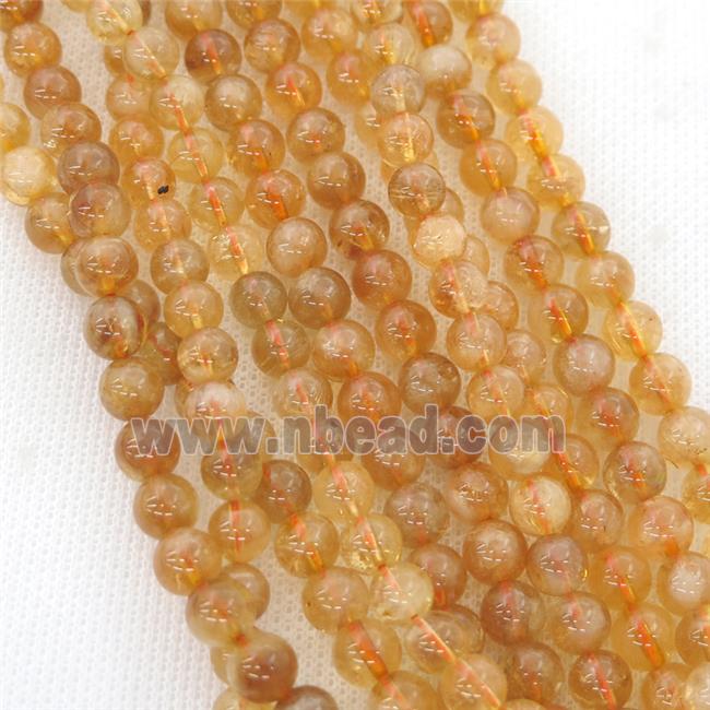 round Citrine Beads, yellow