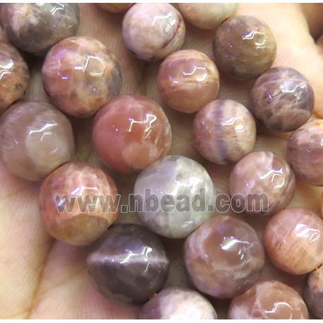 Sunstone bead, faceted round, AB-Grade