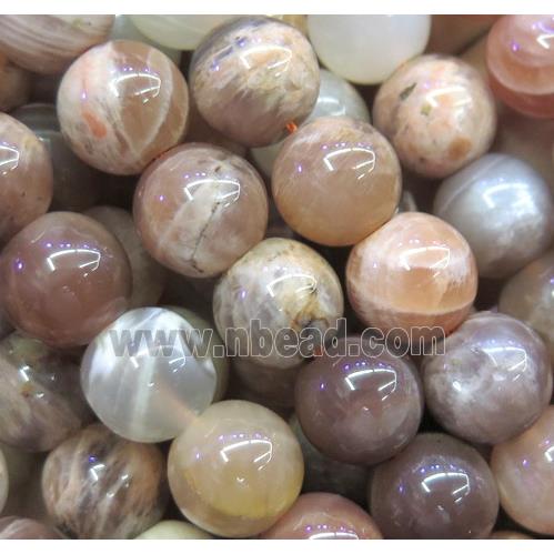 round Sunstone beads, AB-Grade