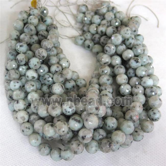 Sesame Kiwi Jasper Beads, faceted round